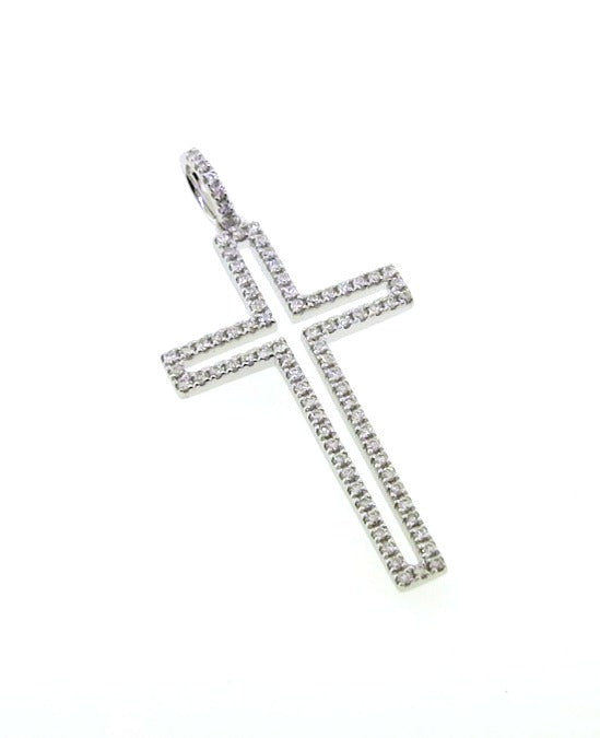18ct white gold diamond set cross
