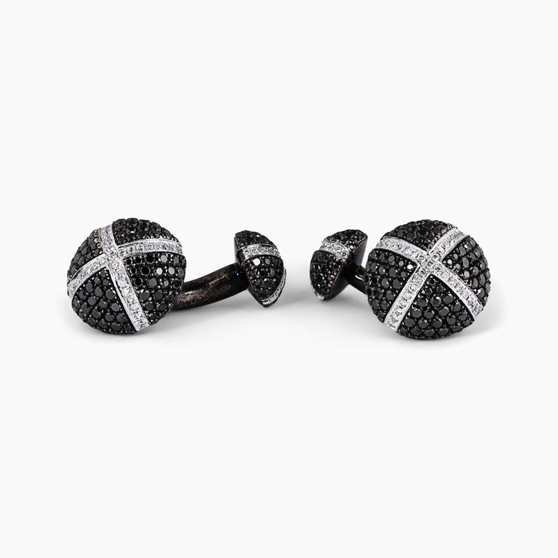 18ct White Gold Black Rhodium Plated Black & White Diamond Cufflinks