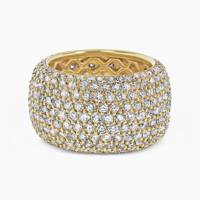 18ct Yellow Gold pave set 9 row diamond dress ring