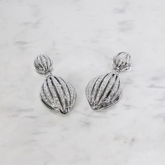 18ct White gold and diamond set fancy drop earrings