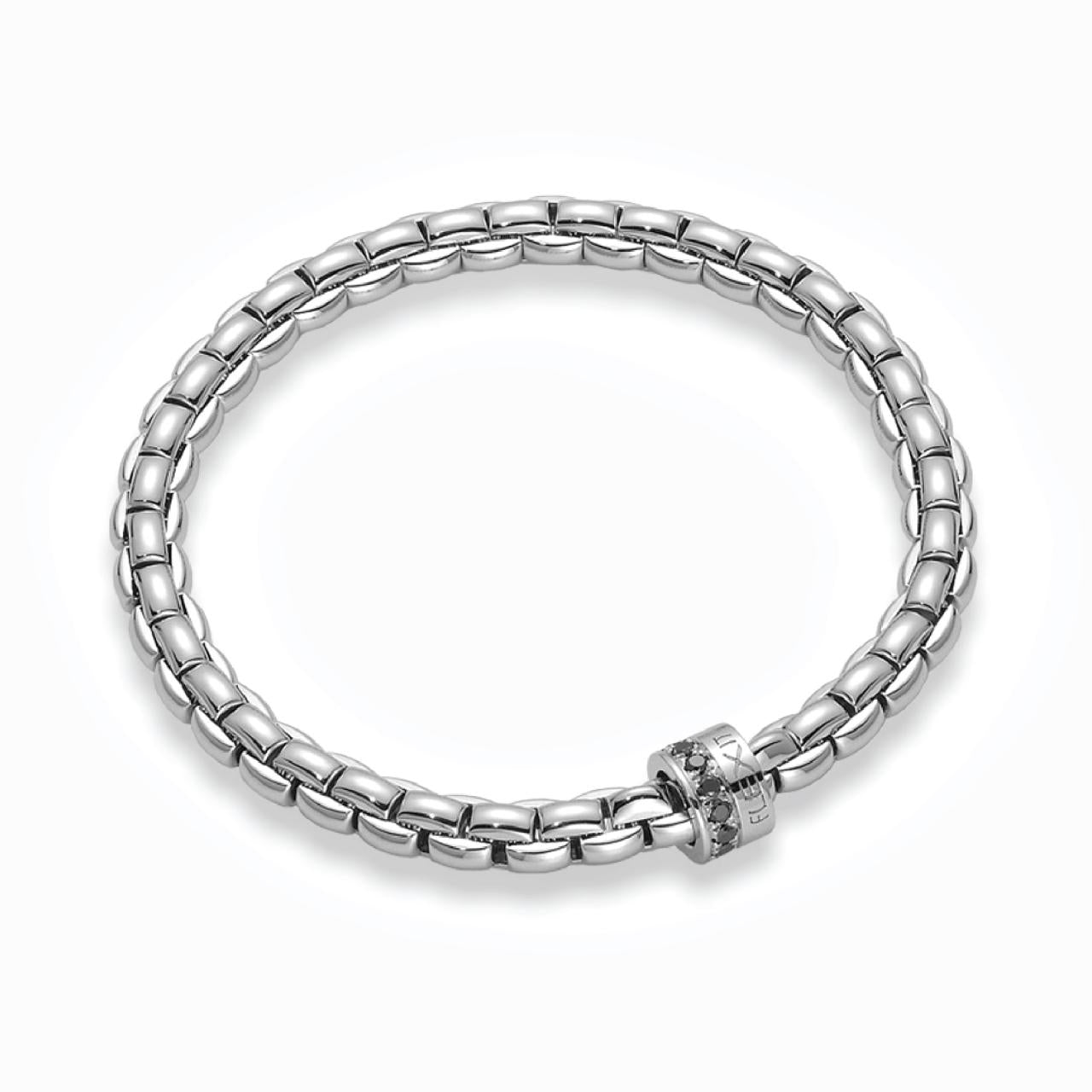18ct white gold 0.39ct round brilliant cut black diamond stretch Fope bracelet