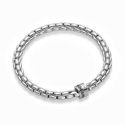 18ct white gold 0.39ct round brilliant cut black diamond stretch Fope bracelet