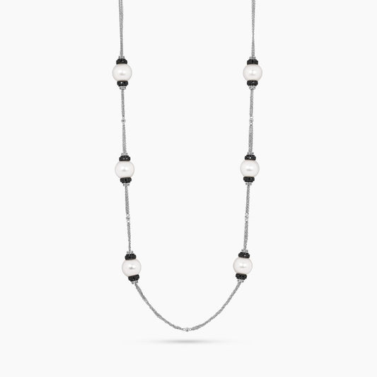 18ct white gold 13mm South Sea pearls and diamonds necklace