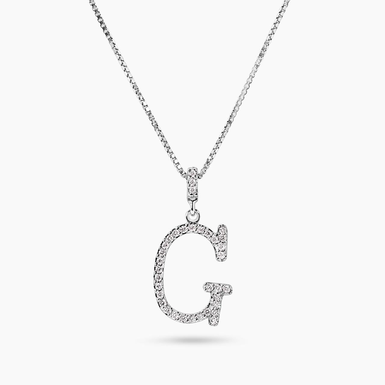 18ct white gold diamond initial "G" necklace