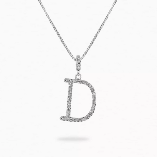 18ct White gold diamond initial ‘D’ necklace