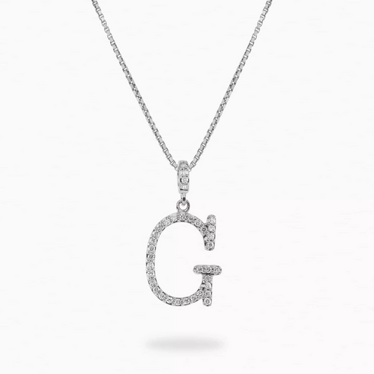 18ct White gold diamond initial ‘G’ necklace