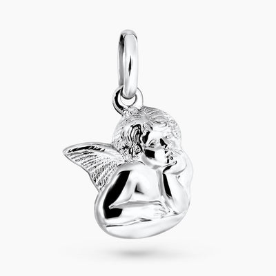 18ct white gold angel pendant