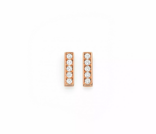 18ct rose gold diamond bar stud earrings