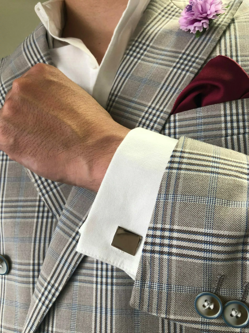 Sterling silver rectangular cufflinks