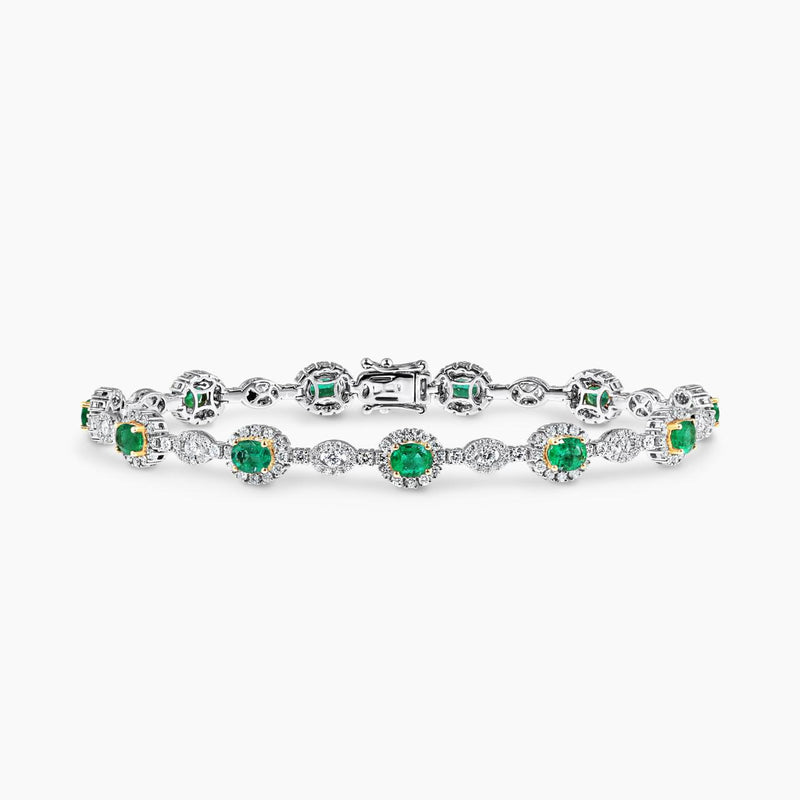 18ct white & yellow gold emerald & diamond bracelet