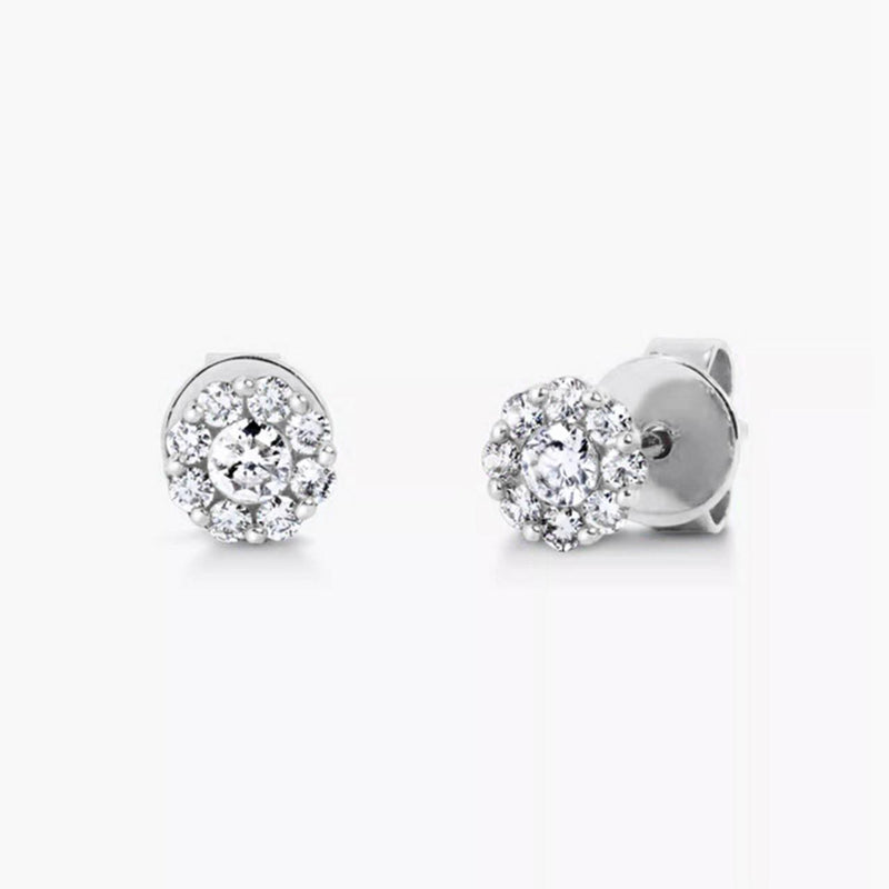 18ct white gold 18=0.30ct round brilliant cut diamond cluster stud earrings