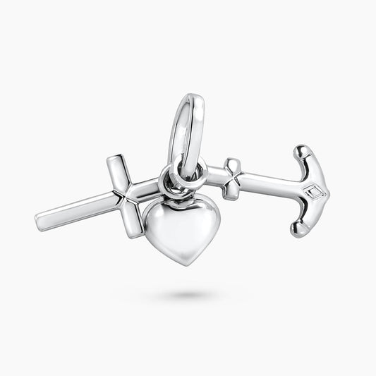 18ct white gold love, cross and anchor pendant