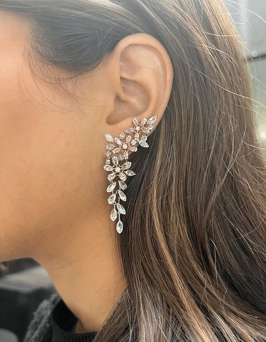 18ct white and rose gold pink diamond drop earrings