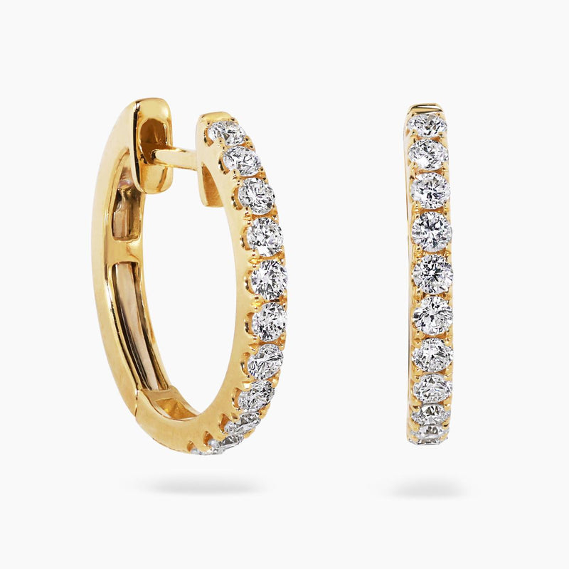 18ct yellow gold 22=0.33ct diamond claw set hoop earrings