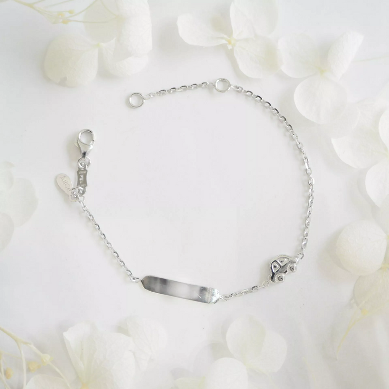 18ct white gold baby ID car bracelet