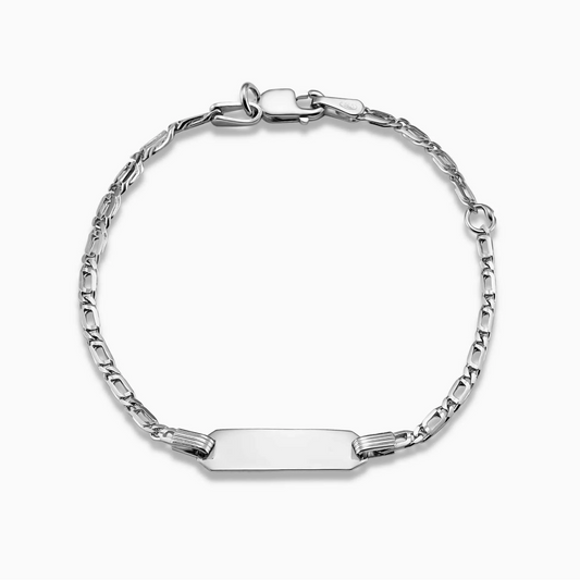 18ct white gold ID tag baby bracelet