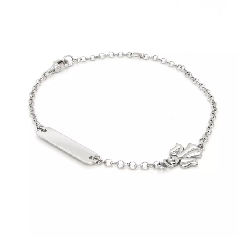 18ct white gold ID angel baby bracelet
