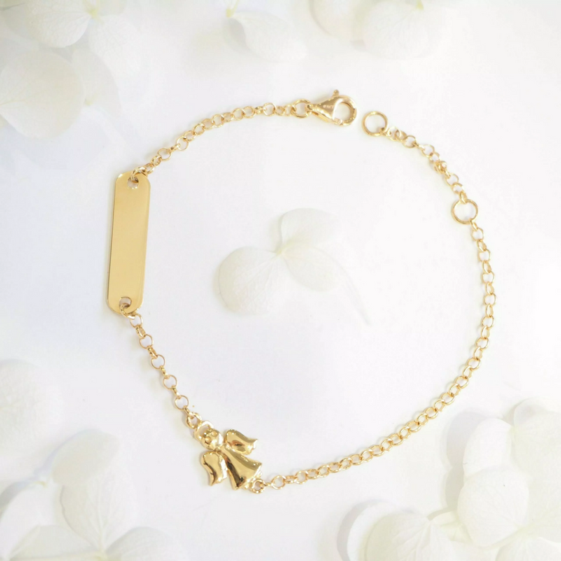18ct yellow gold angel ID baby bracelet