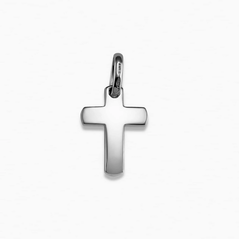 18ct white gold plain cross pendant 2cm