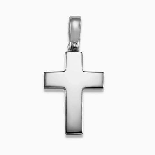 18ct white gold plain cross pendant 3cm