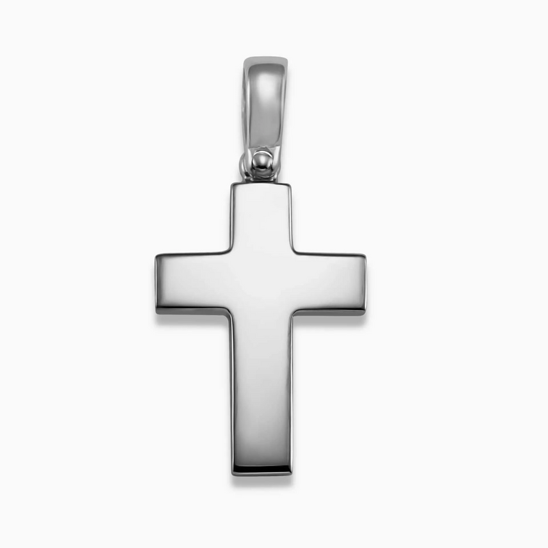 18ct white gold plain cross pendant 3cm