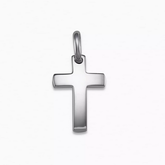 18ct white gold plain cross pendant 2cm
