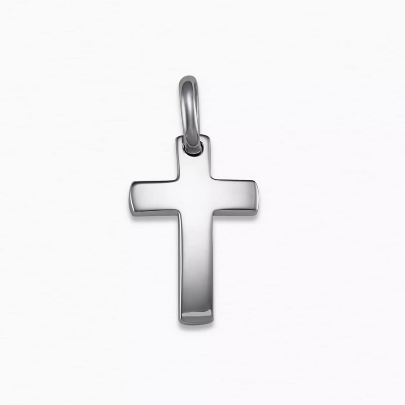 18ct white gold plain cross pendant 2.2cm