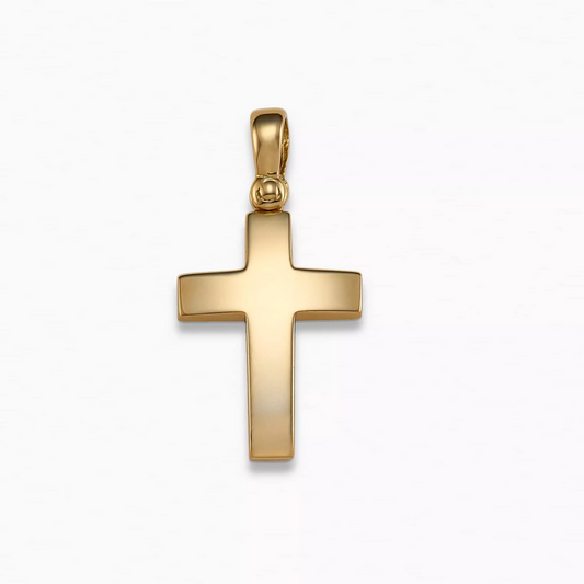 18ct yellow gold plain cross pendant