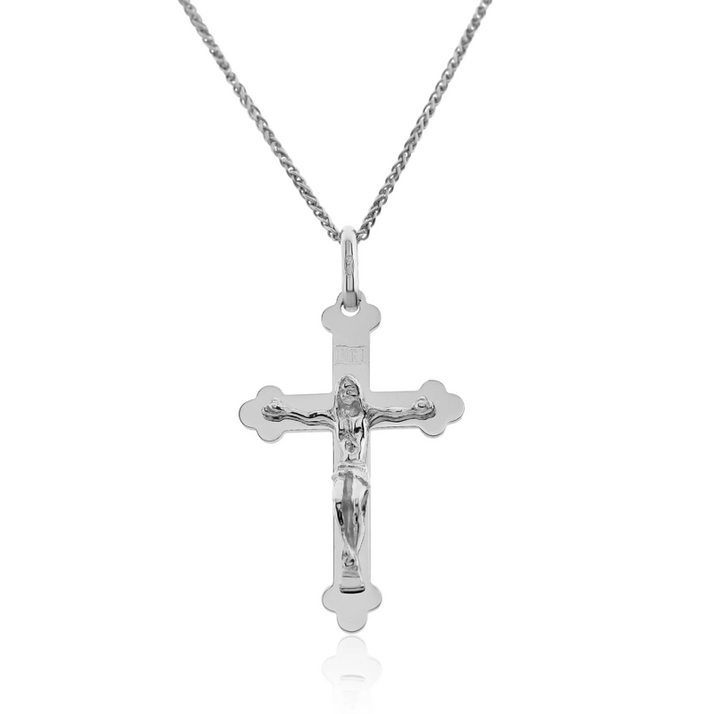 18ct white gold cross crucifix pendant