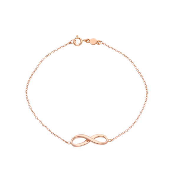 18ct rose gold infinity 19cm bracelet
