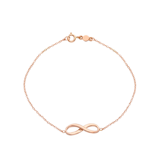 18ct rose gold infinity 19cm bracelet