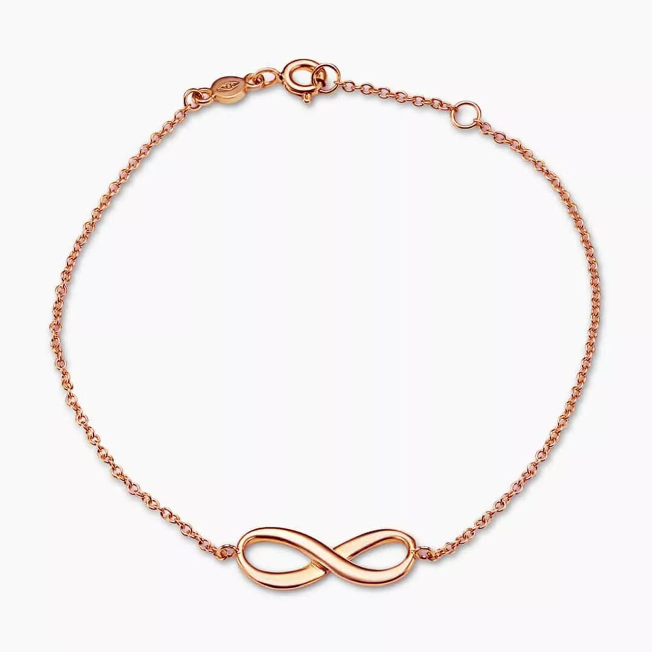18ct rose gold infinity 19cm bracelet