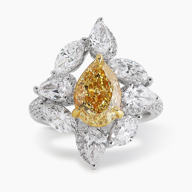 MARGHERITA - 18ct white and yellow gold fancy yellow and white diamond ring