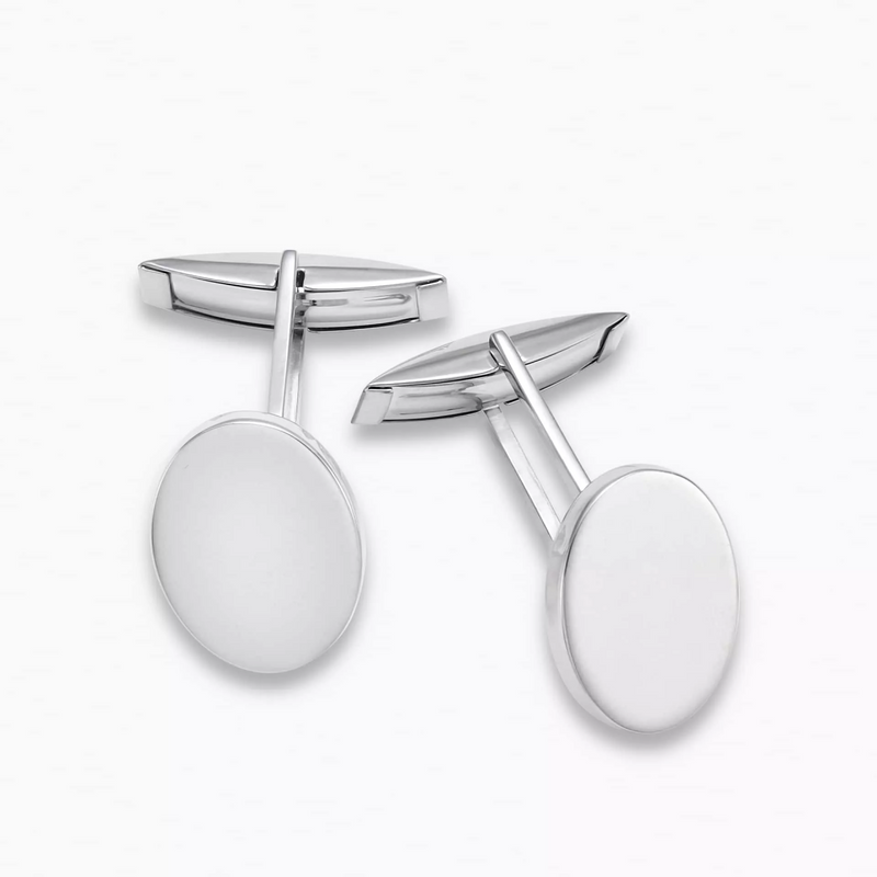 Sterling silver oval shaped cufflinks