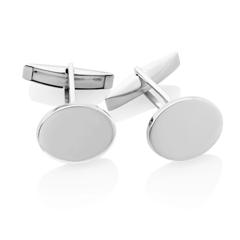 Sterling silver oval shaped cufflinks