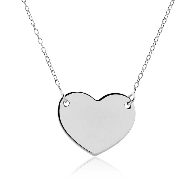 18ct white gold plain heart shape necklace