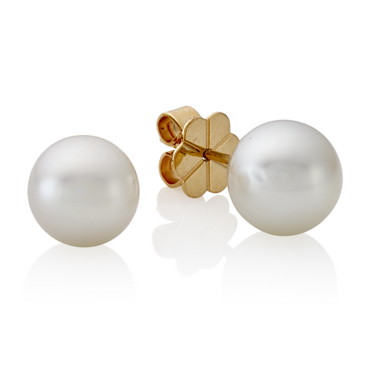 18ct yellow gold 10mm South Sea pearl stud earrings