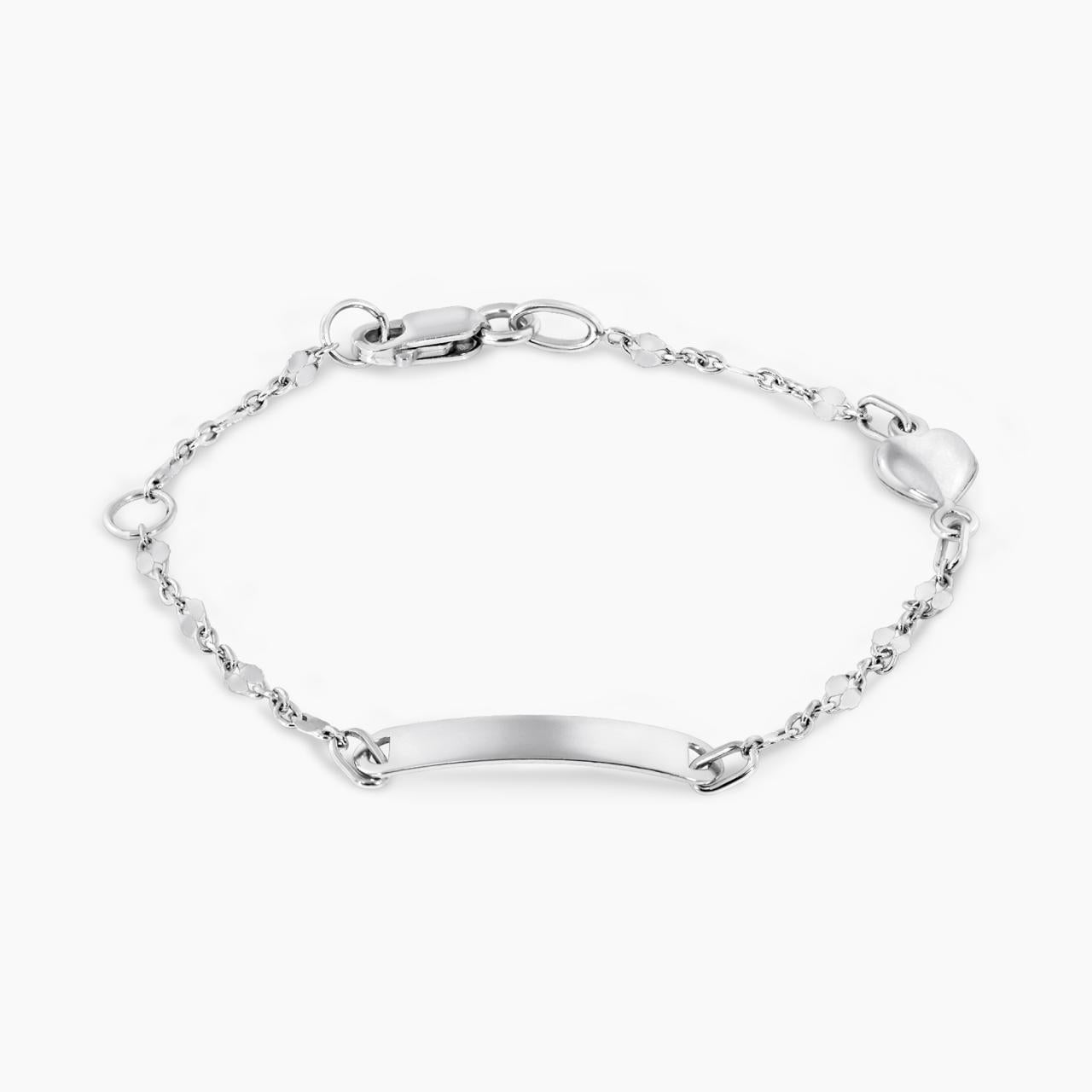 18ct white gold ID heart bracelet