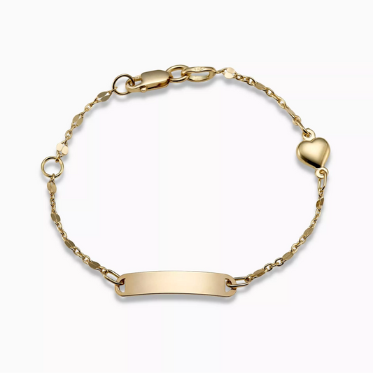 18ct yellow gold ID bracelet with a heart