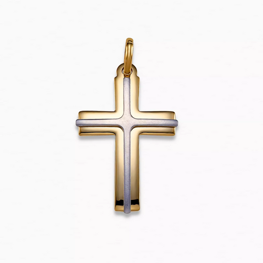 18ct yellow and white gold cross pendant