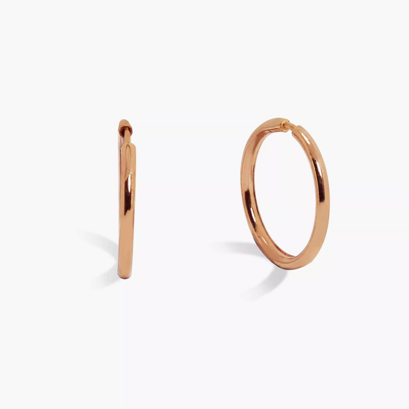 A pair of extra small plain hoop earrings in 18ct rose gold.