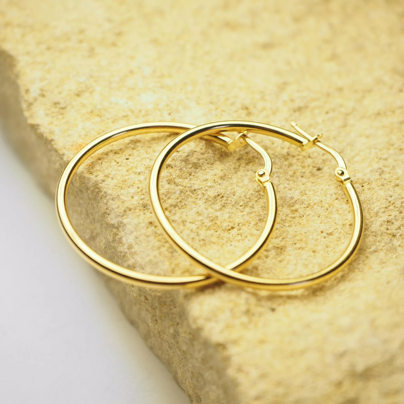 18ct yellow gold hoop earrings 30mm