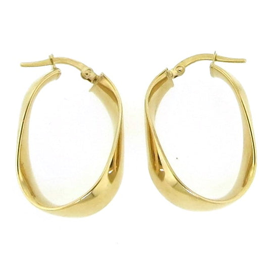 18ct yellow gold medium flat hook earrings