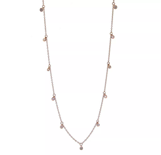 18ct rose gold adjustable diamond necklace
