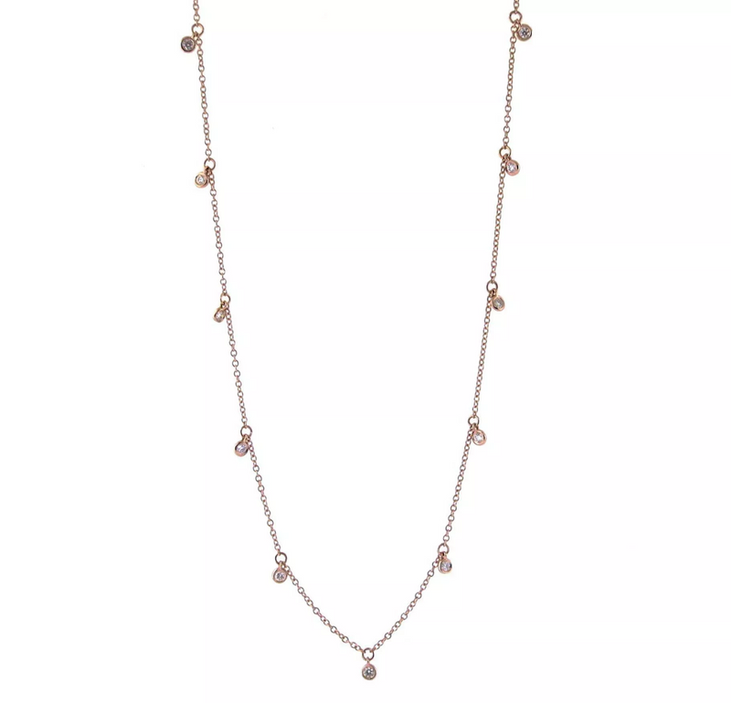 18ct rose gold adjustable diamond necklace