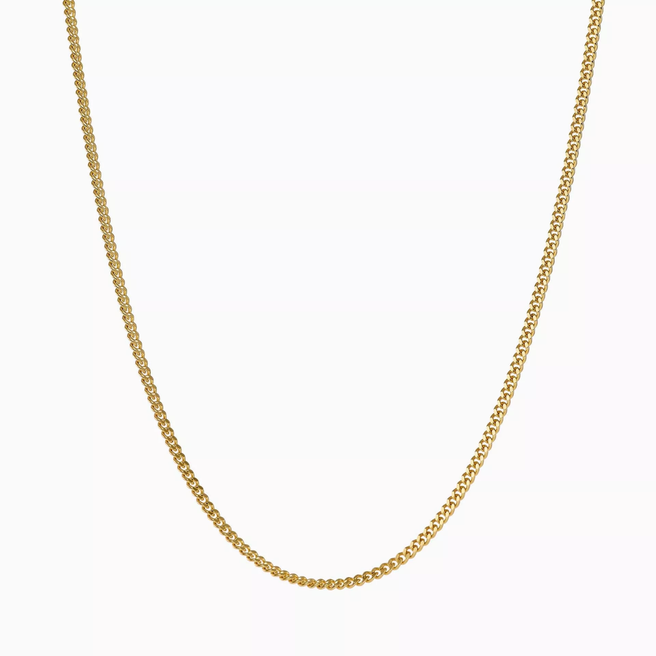 18ct yellow gold 50cm fine flat curb link chain