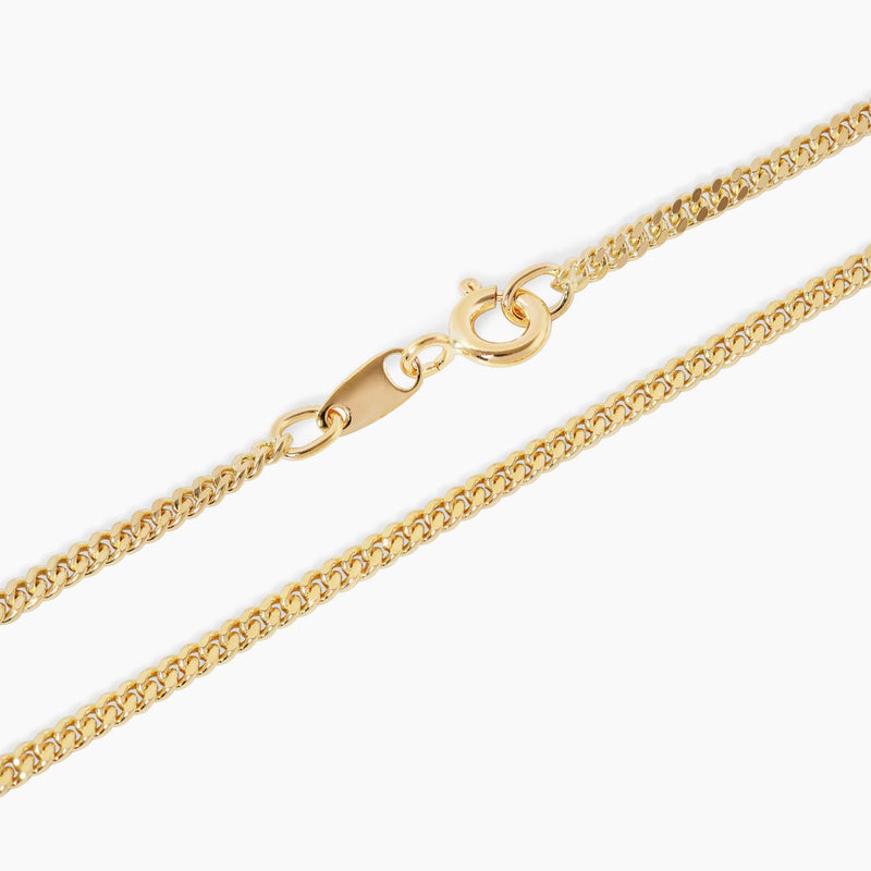 18ct yellow gold 50cm fine flat curb link chain clasp