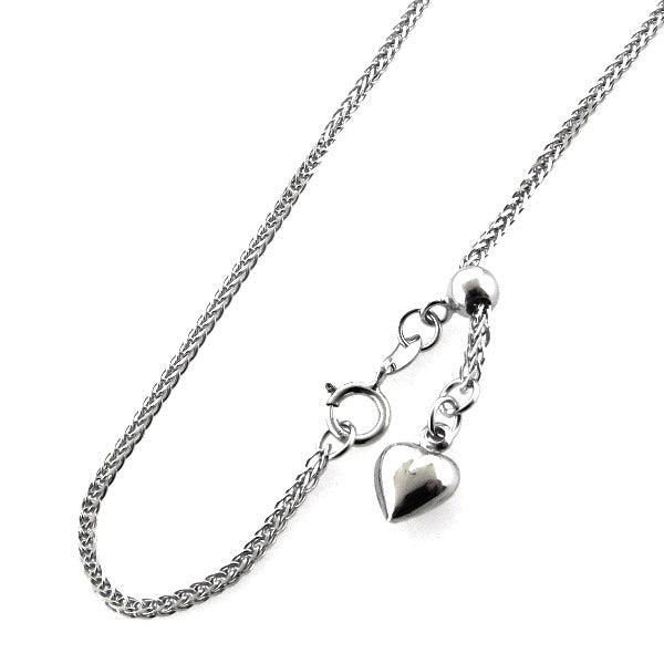 18ct white gold 45cm adjustable foxtail chain clasp