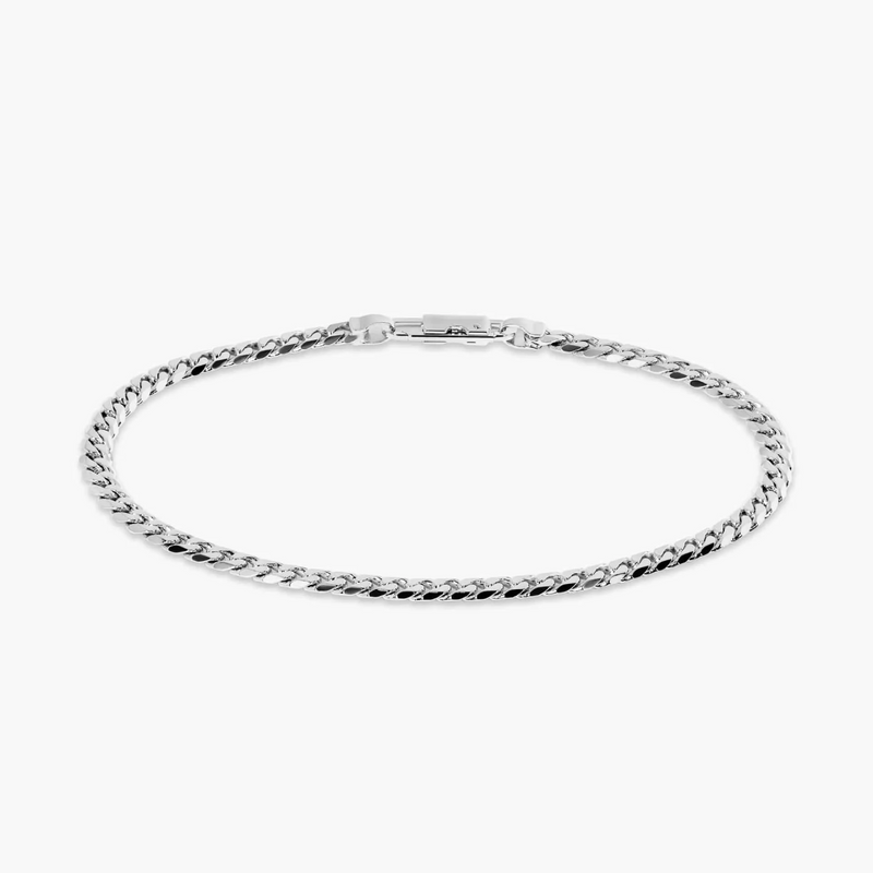 18ct white gold 21cm curb link men's bracelet