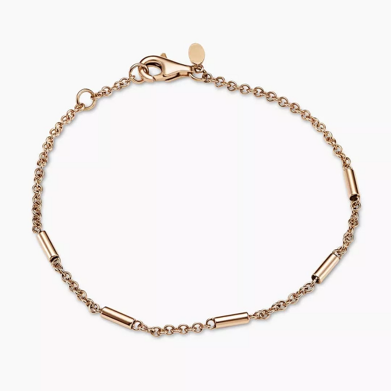18ct rose gold chain and tube bracelet